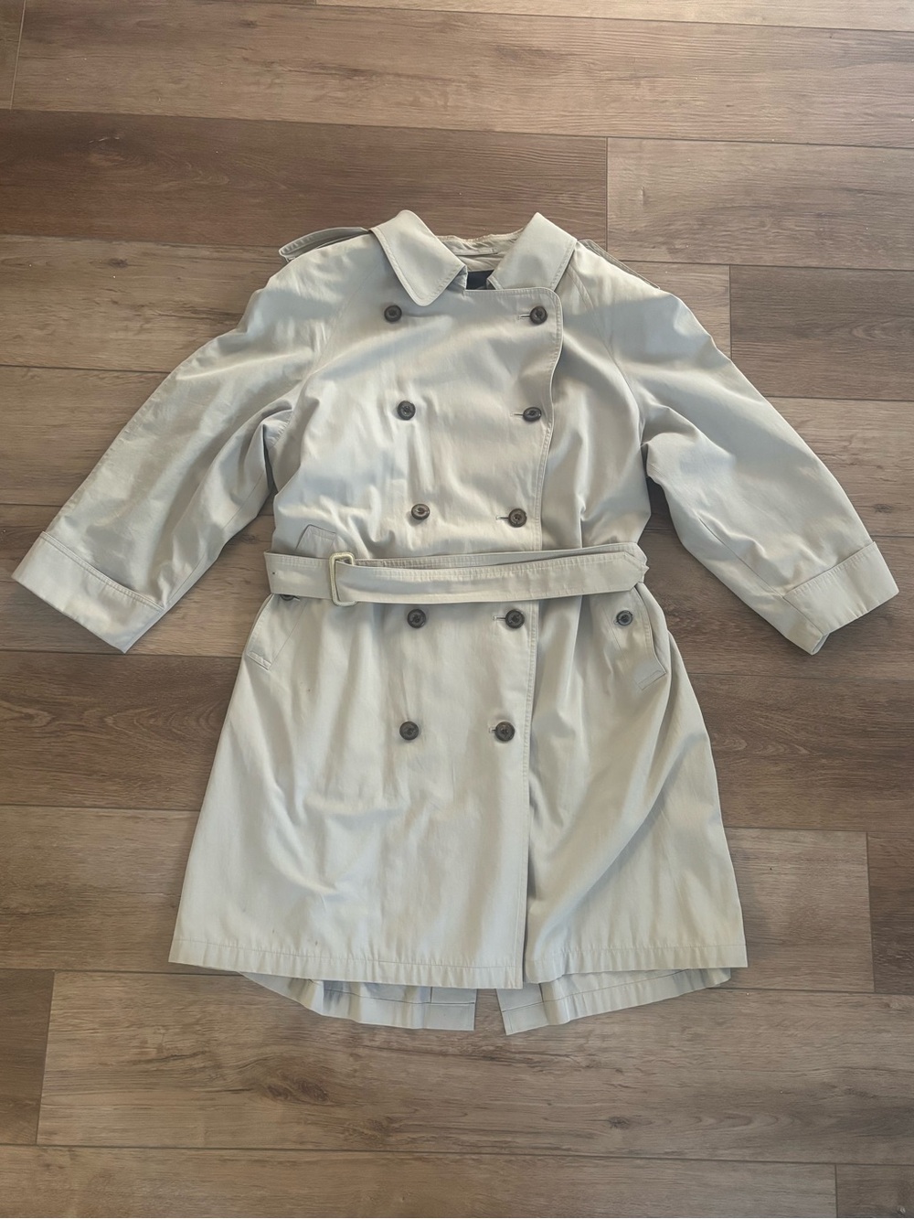 Vintage Burberrys Trench Coat Beige Belted Double Breasted Check Lined 90s